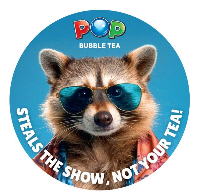 Pohár matrica - Cool raccoon (100 db-os kiszerelés)